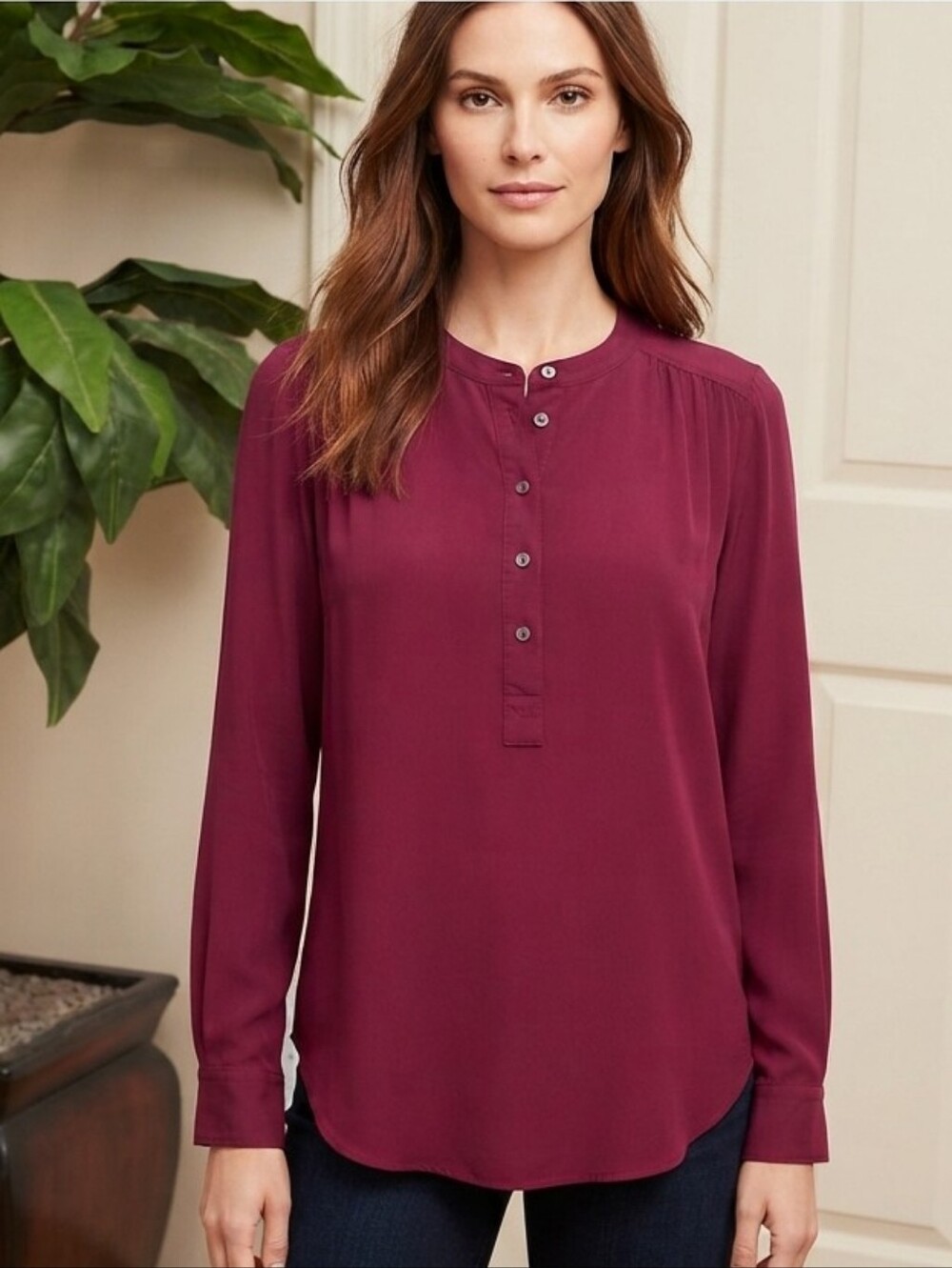 Loft Women's Long Sleeve 3/4 Button Blouse w/Adjustable Sleeves Size XS